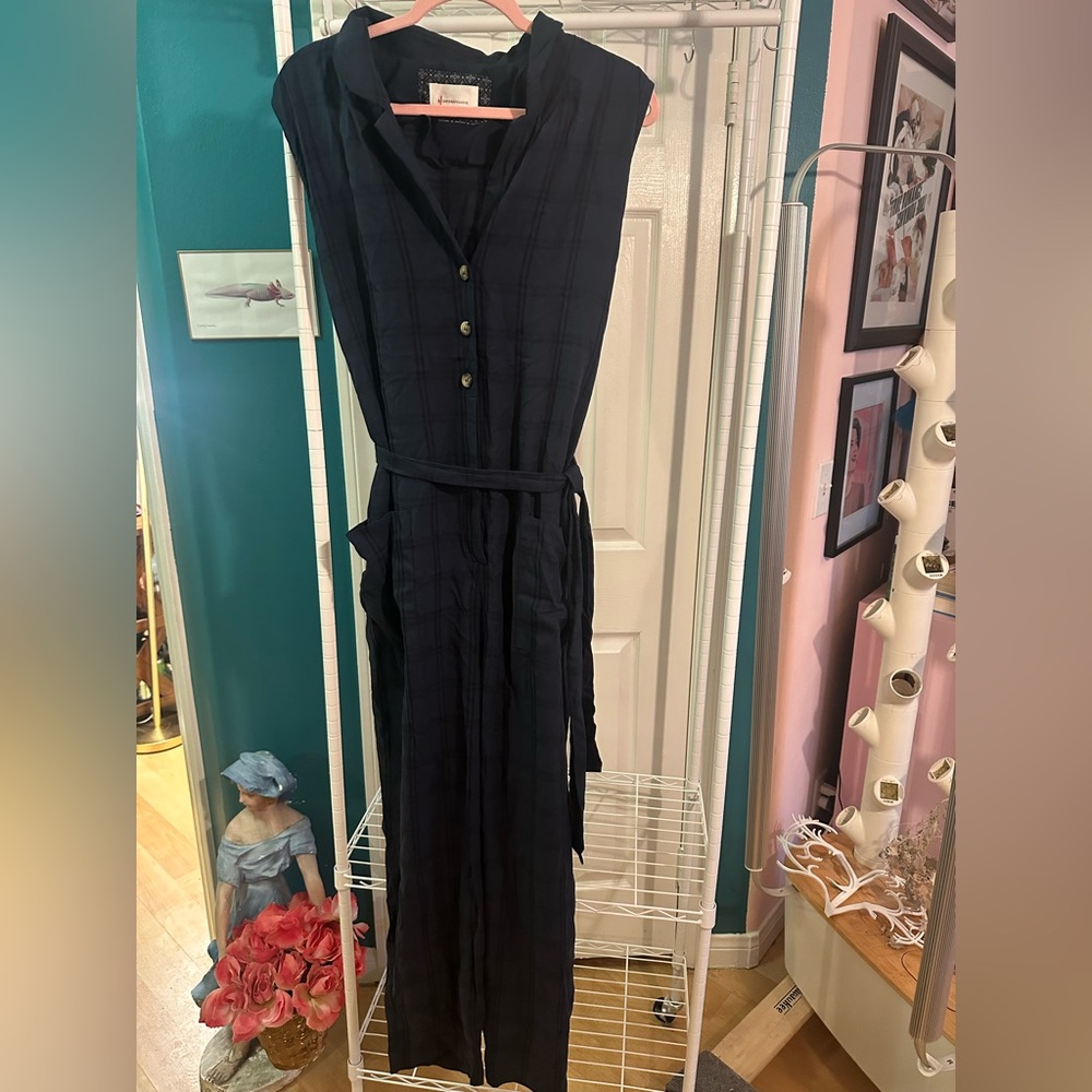 Anthropologie Brielle Plaid Jumpsuit